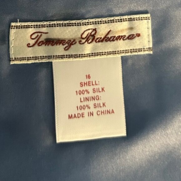 Tommy Bahama Ice Blue Midi Silk Dress Sz 16 - Picture 5 of 9